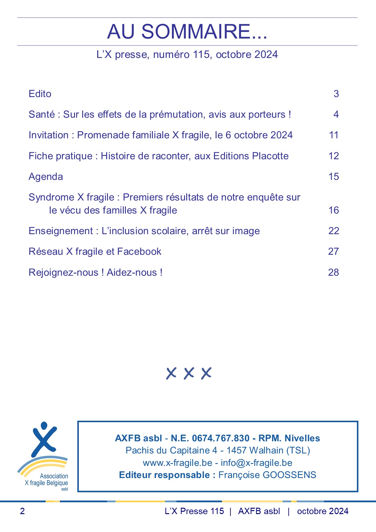 X Presse 115 - Sommaire